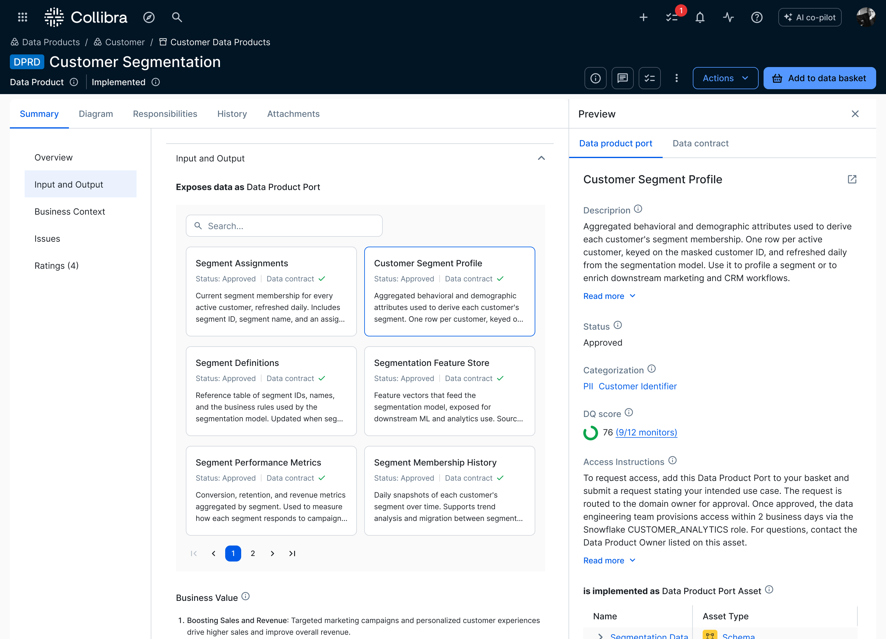 After: output port cards and an in-page preview panel