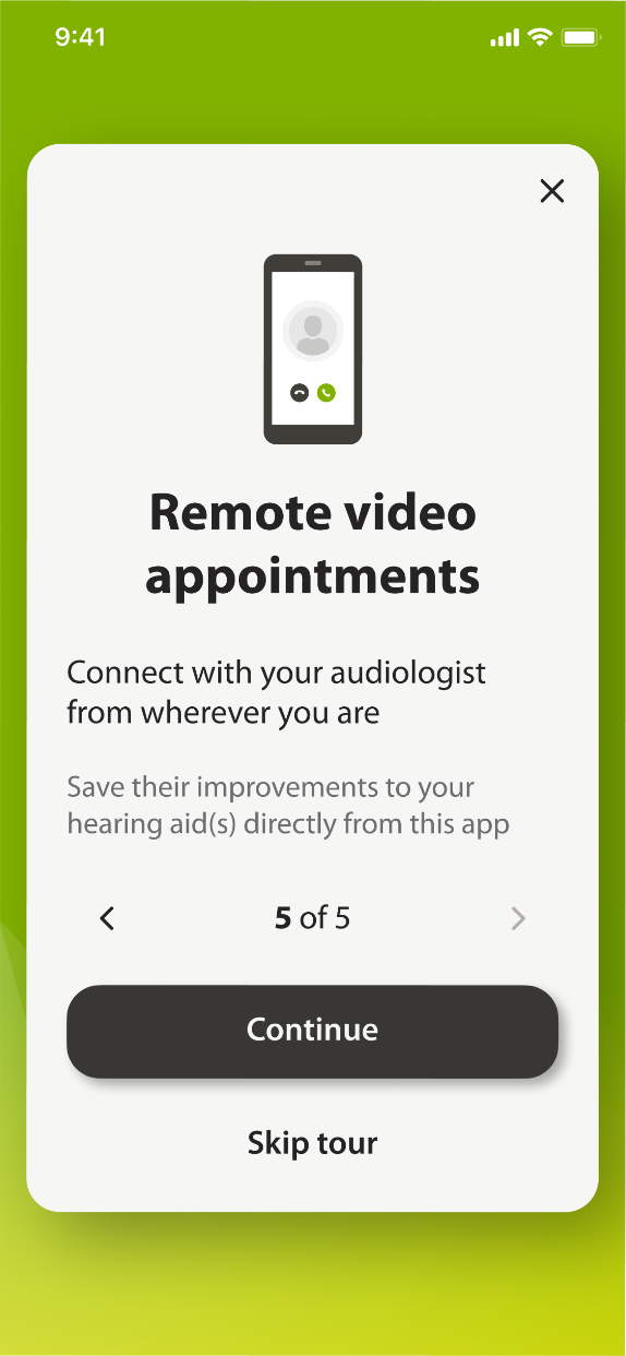 Onboarding card five: remote appointments with a specialist.